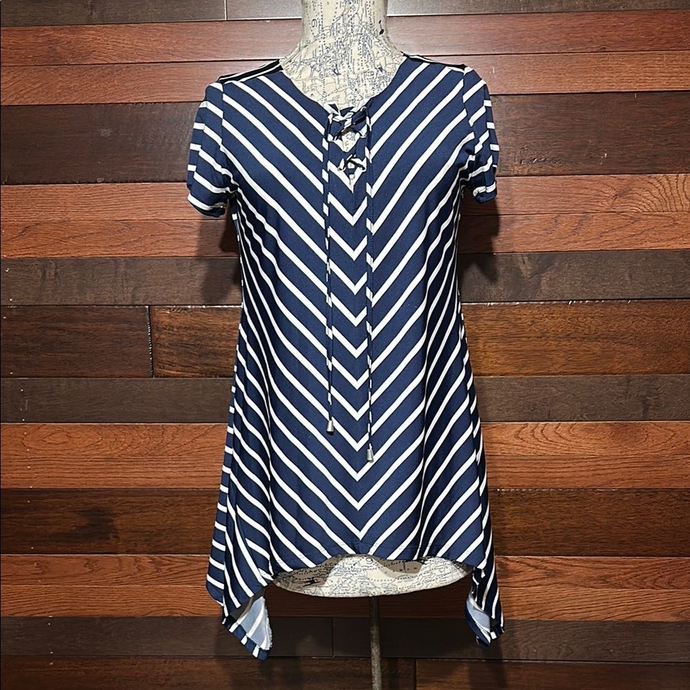 Sunny Leigh Navy and White Striped Top